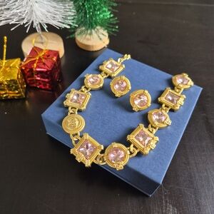 Elegant Gold and Pink Jewelry Set